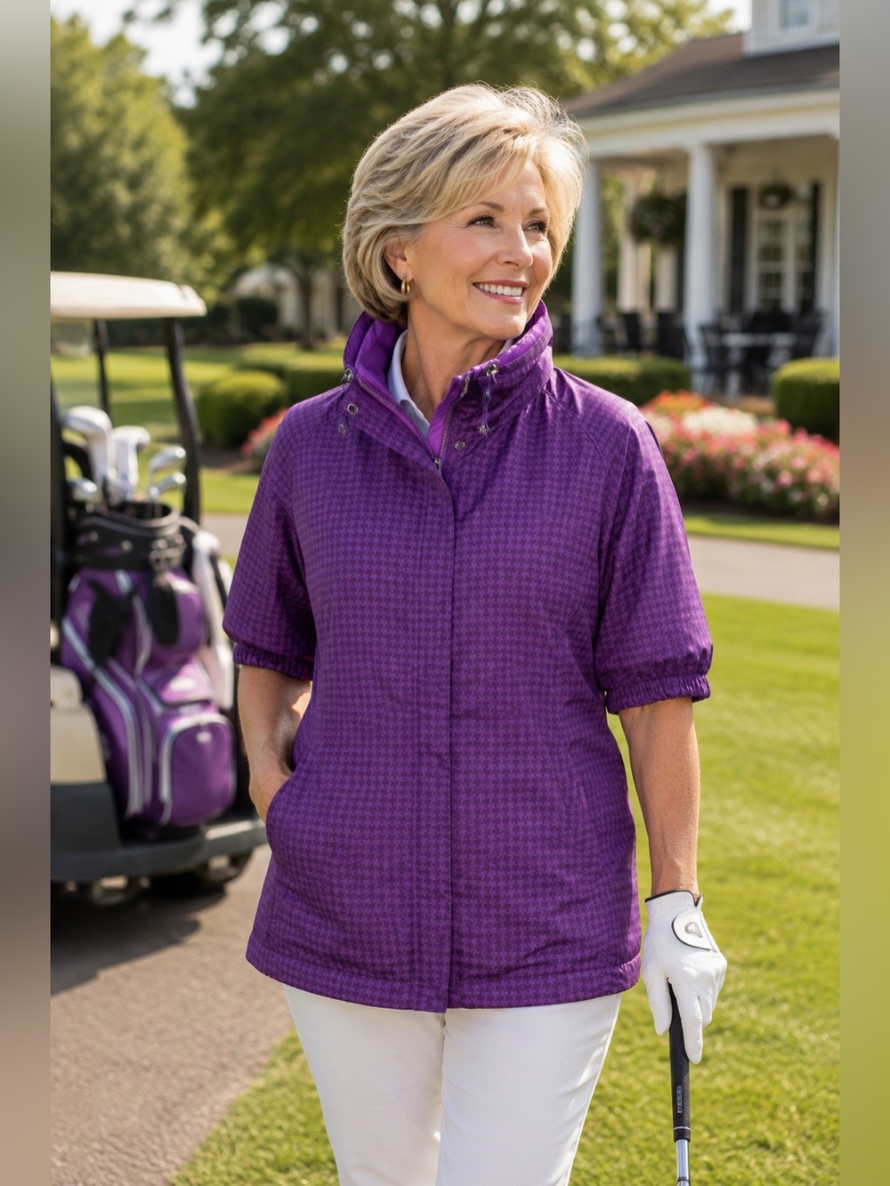 SUNICE Sport X20CT Purple Golf Athletic Short Sleeve Windbreaker Jacket L